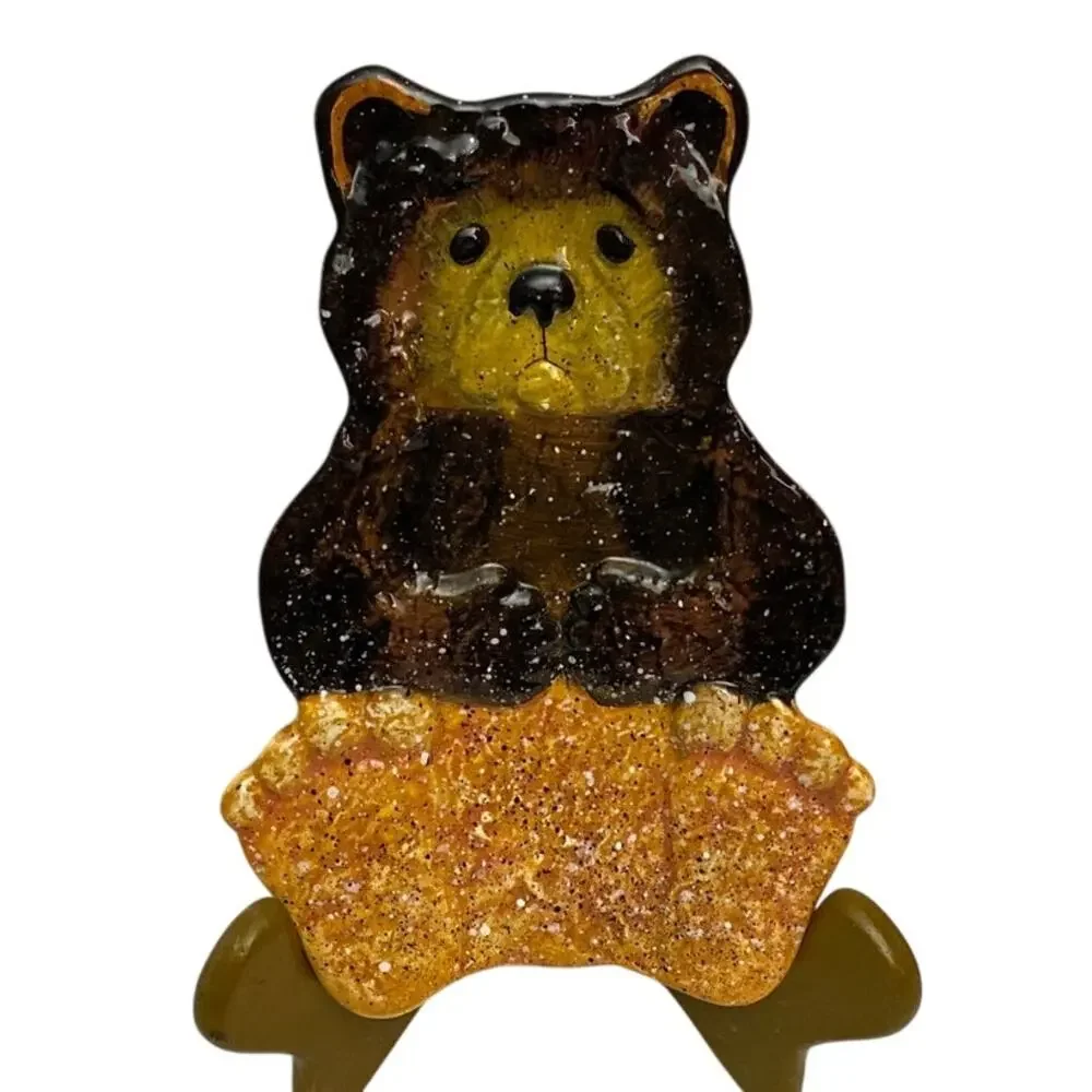 Vintage Julie Ueland Bear Spoon Rest Country Decor Rustic Cabin Splatter Art